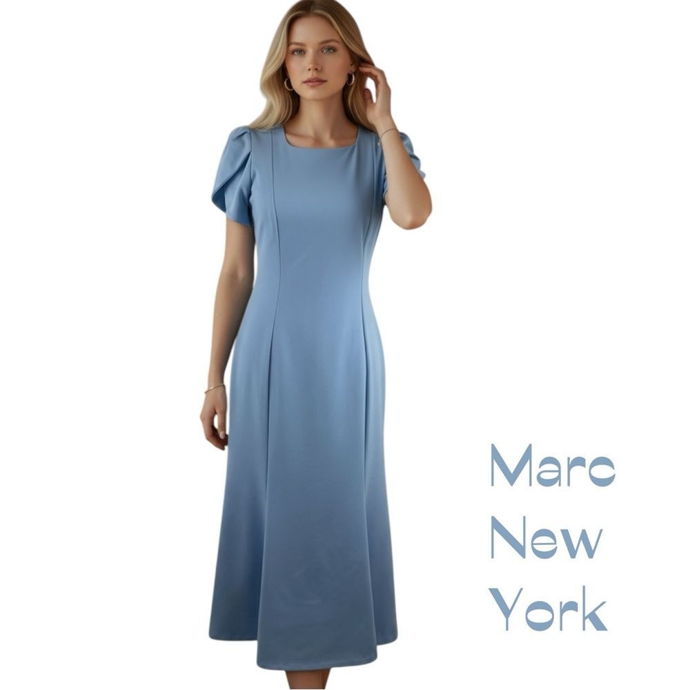 Marc New York Icy Blue Short Sleeve Midi Dress NWOT Size 2